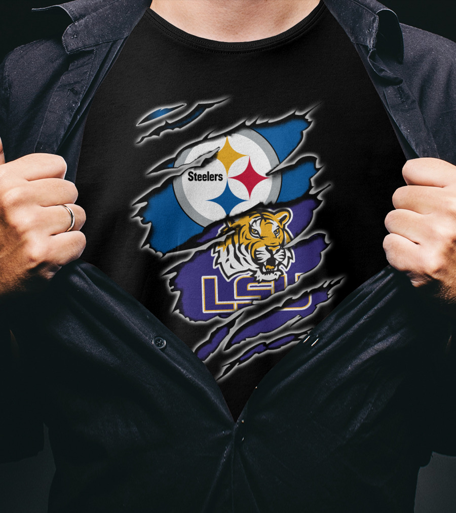 Steelers LSU Tigers Logo Fusion T-Shirt