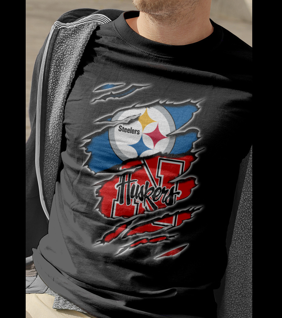 Steelers Huskers Ripped T-Shirt