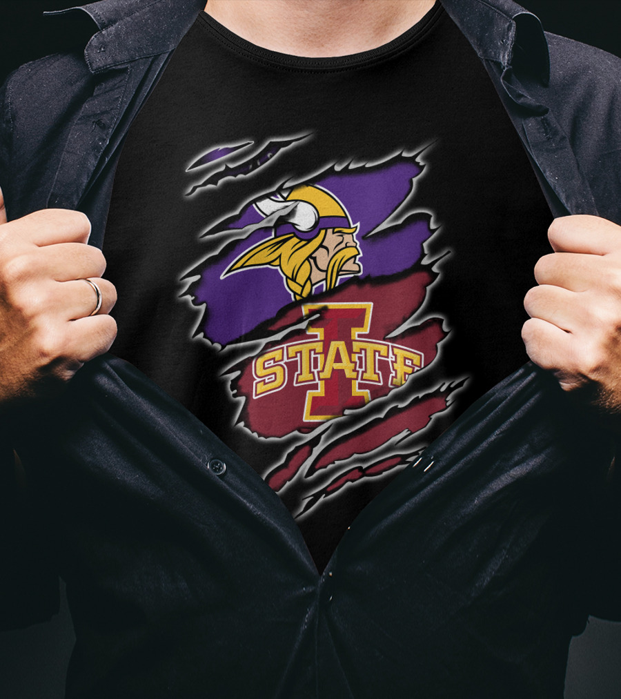 Minnesota Vikings Iowa State Cyclones Logos T-Shirt