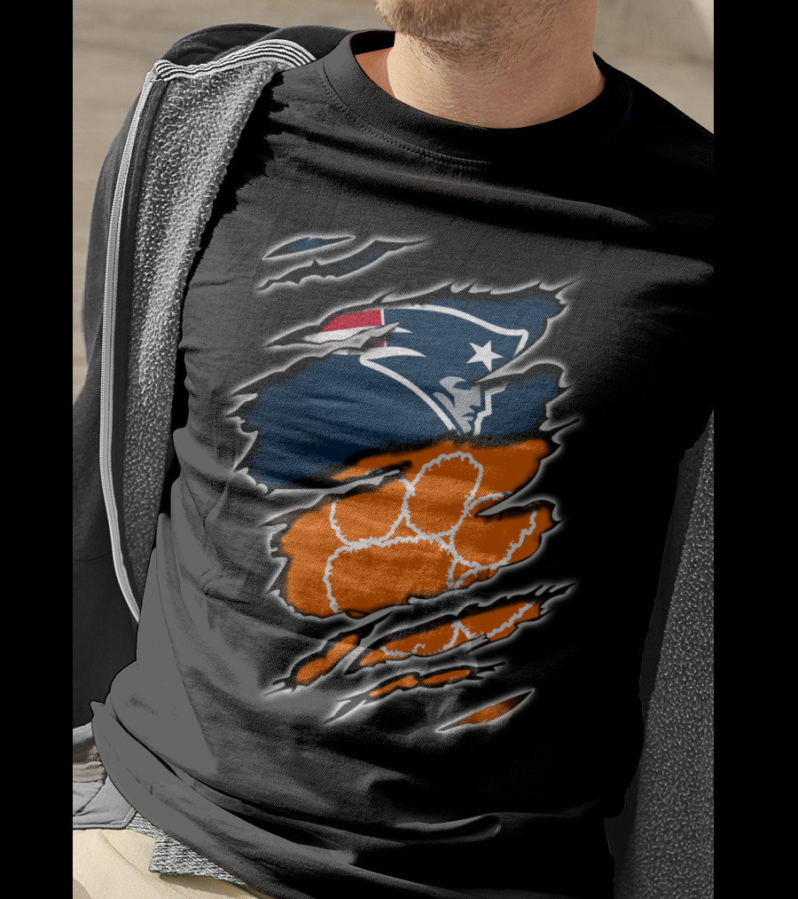 Patriots Clemson Tiger Paw Scratch New England Football Tiger Claw T-Shirt