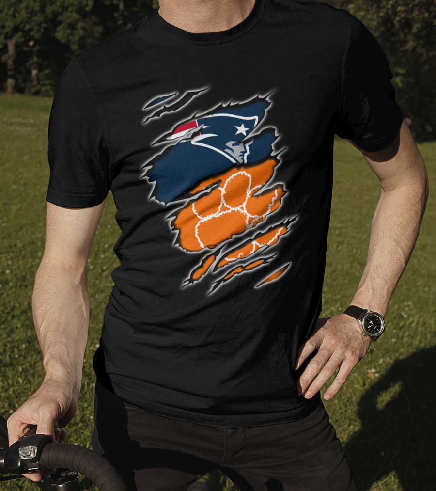 Patriots Clemson Tiger Paw Scratch New England Football Tiger Claw T-Shirt