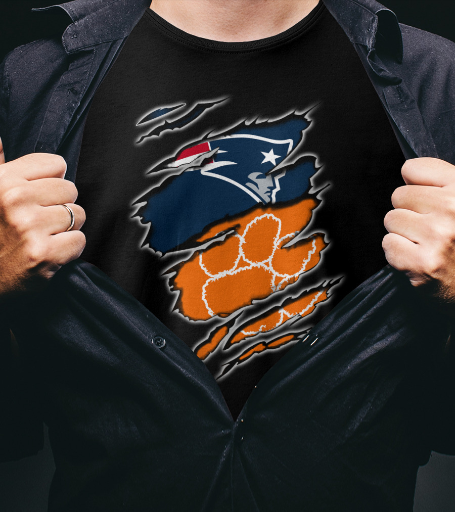 Patriots Clemson Tiger Paw Scratch New England Football Tiger Claw T-Shirt