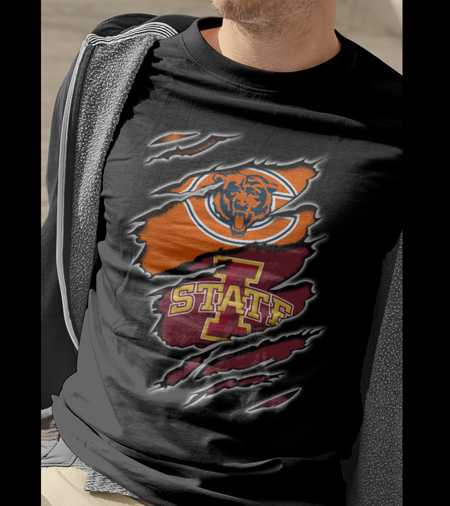 Chicago Bears Iowa State Cyclones Football Logo Split T-Shirt