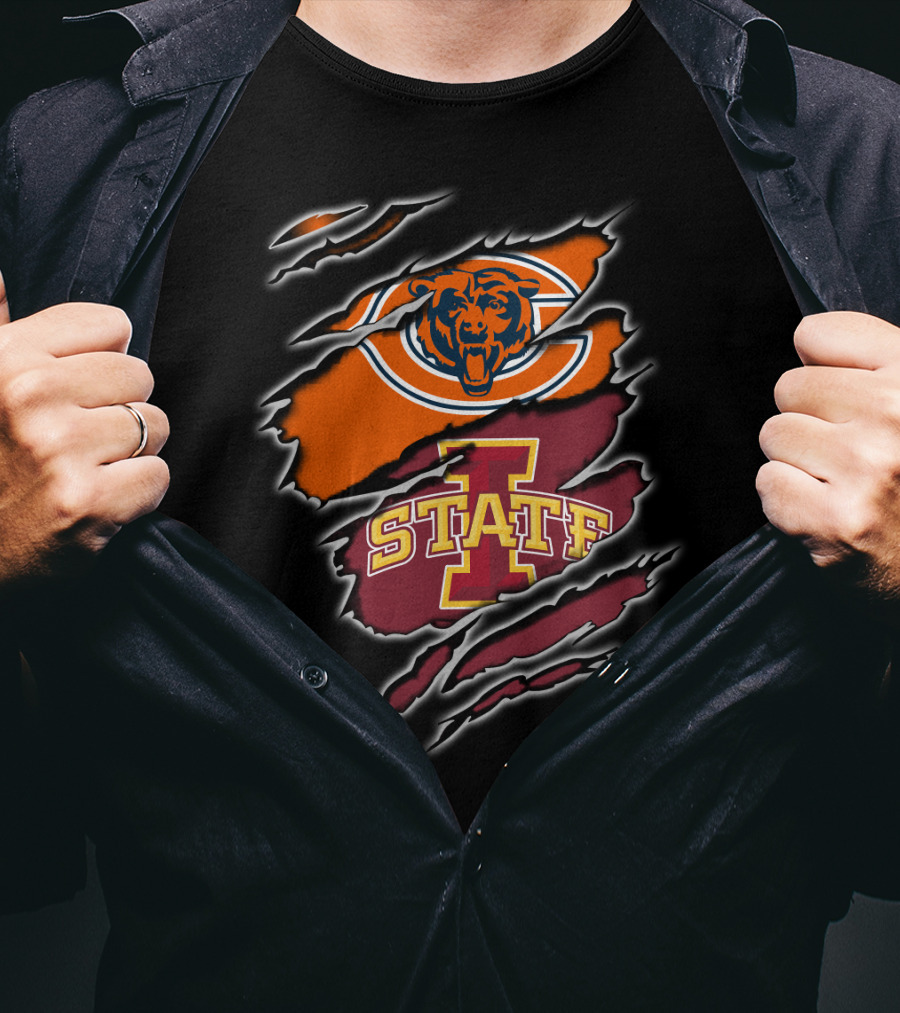 Chicago Bears Iowa State Cyclones Football Logo Split T-Shirt