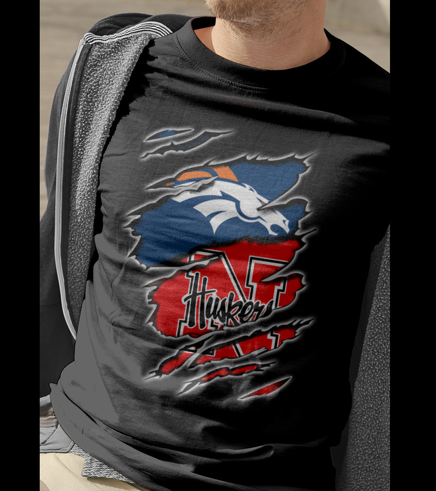 Broncos Huskers Logo Fusion T-Shirt