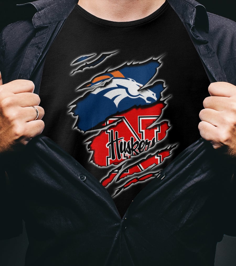 Broncos Huskers Logo Fusion T-Shirt