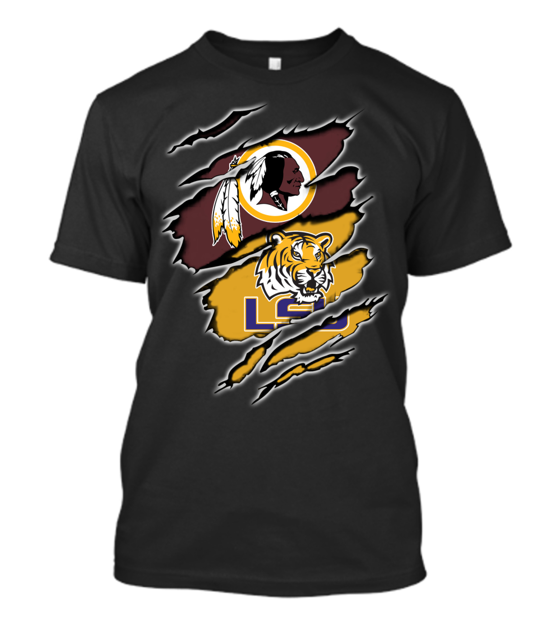 Lsu Tiger Claw With Redskins T-Shirt