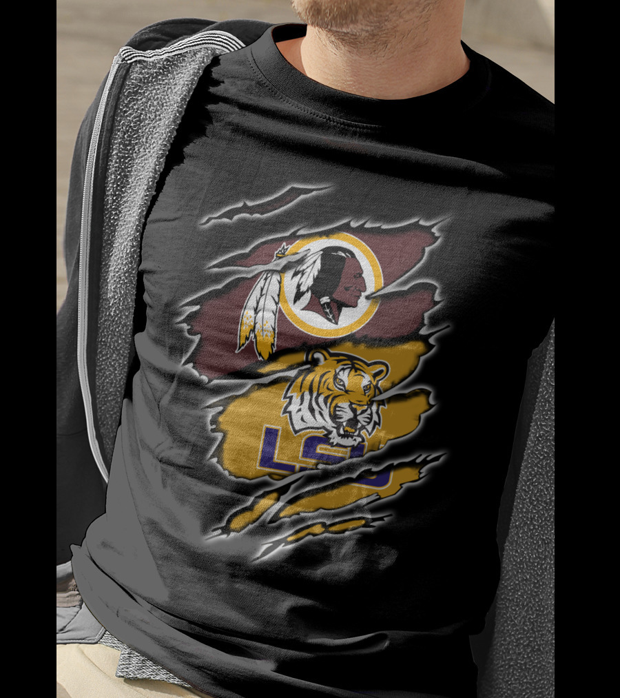 Lsu Tiger Claw With Redskins T-Shirt