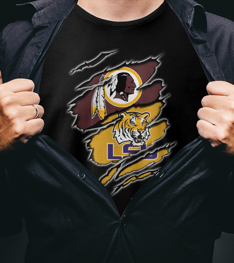 Lsu Tiger Claw With Redskins T-Shirt