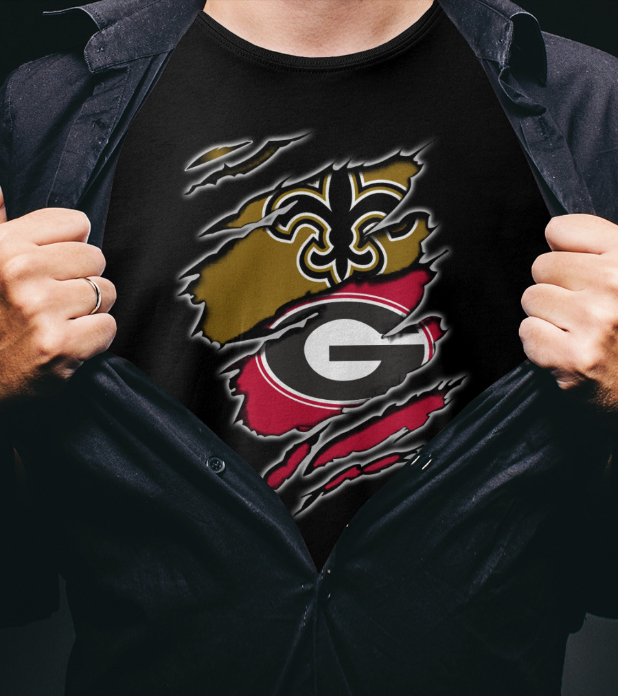 New Orleans Saints Georgia Bulldogs Logo Mashup T-Shirt