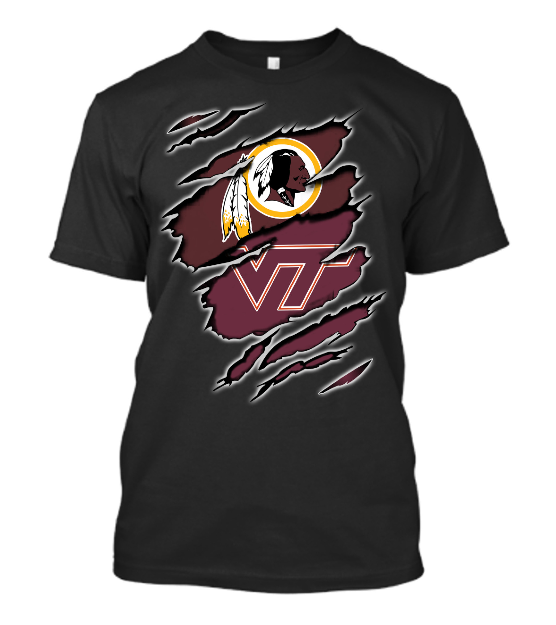 Washington Redskins Virginia Tech Hokies Sports Team Collaboration T-Shirt