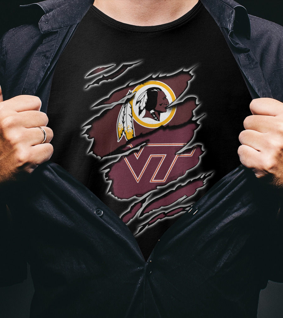 Washington Redskins Virginia Tech Hokies Sports Team Collaboration T-Shirt