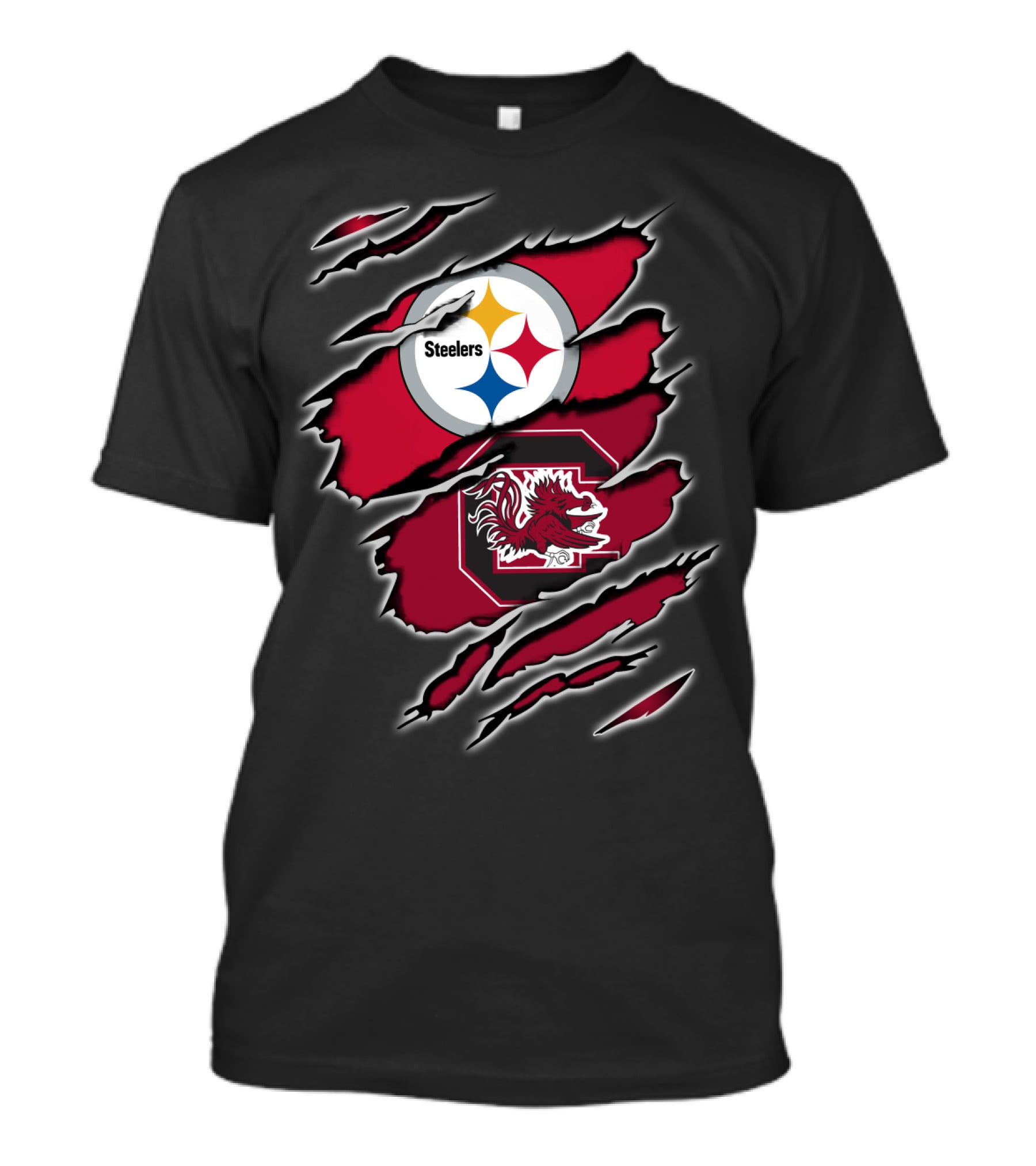Steelers South Carolina Gamecocks Claw Marks Logo Fusion T-Shirt