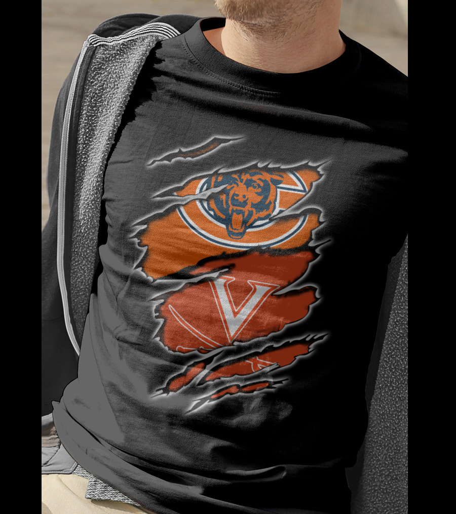 Chicago Bears Virginia Cavaliers Scratch Torn T-Shirt