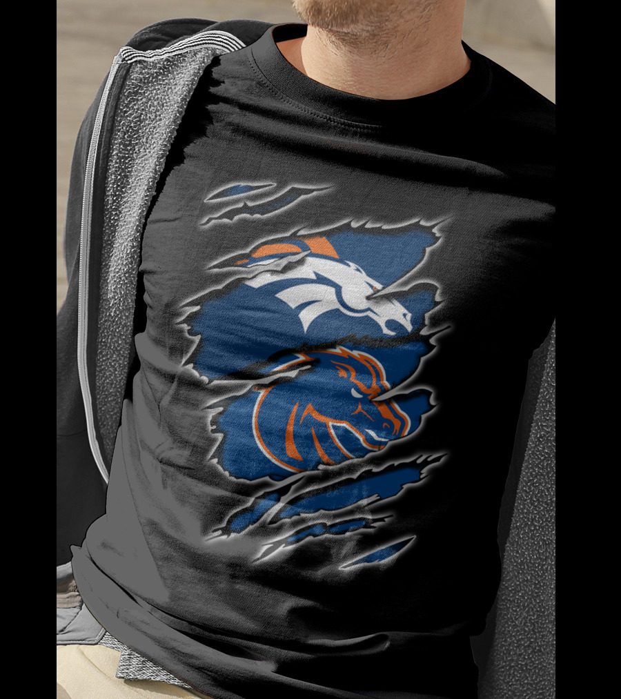 Broncos Boise Hybrid Emblem Rip T-Shirt