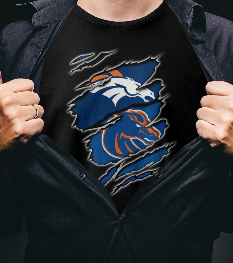 Broncos Boise Hybrid Emblem Rip T-Shirt