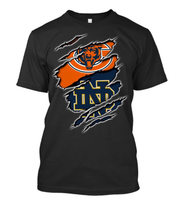 Chicago Bears Notre Dame Fighting Irish Claw Marks T-Shirt