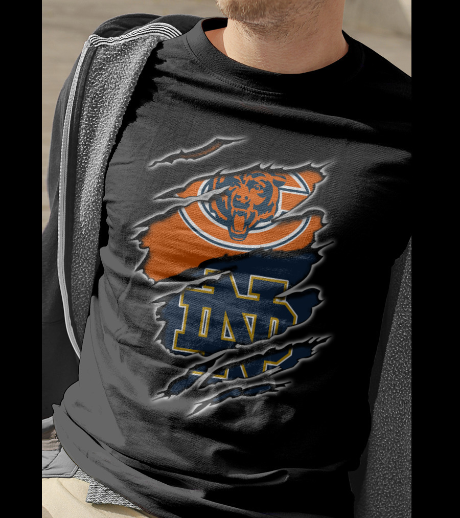 Chicago Bears Notre Dame Fighting Irish Claw Marks T-Shirt