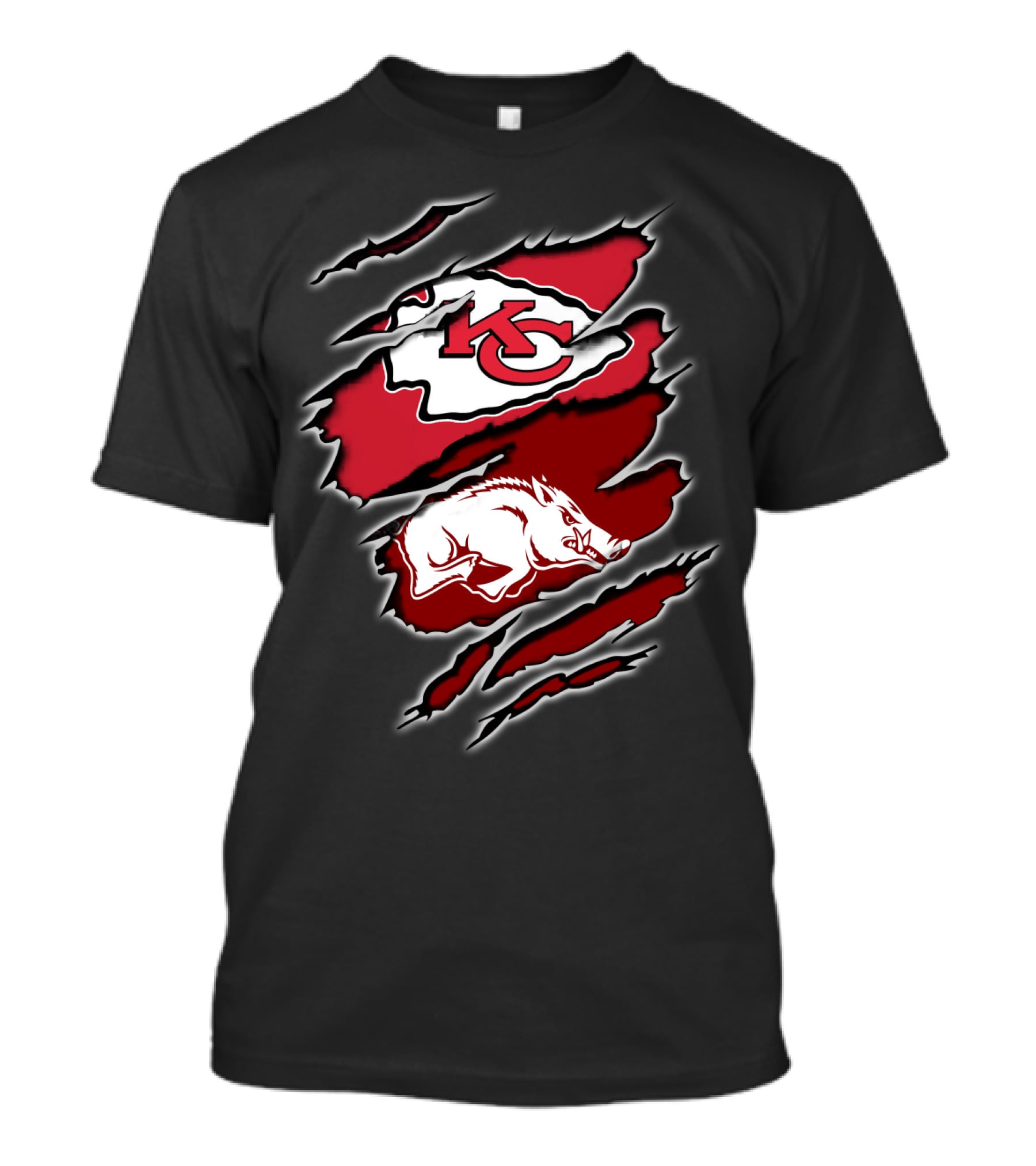 Kansas City Chiefs Arkansas Razorbacks Football Crossover T-Shirt