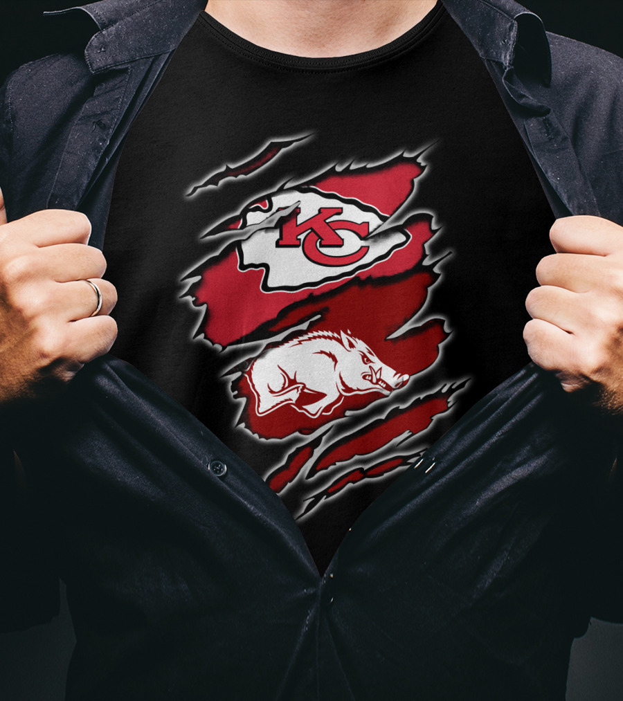 Kansas City Chiefs Arkansas Razorbacks Football Crossover T-Shirt
