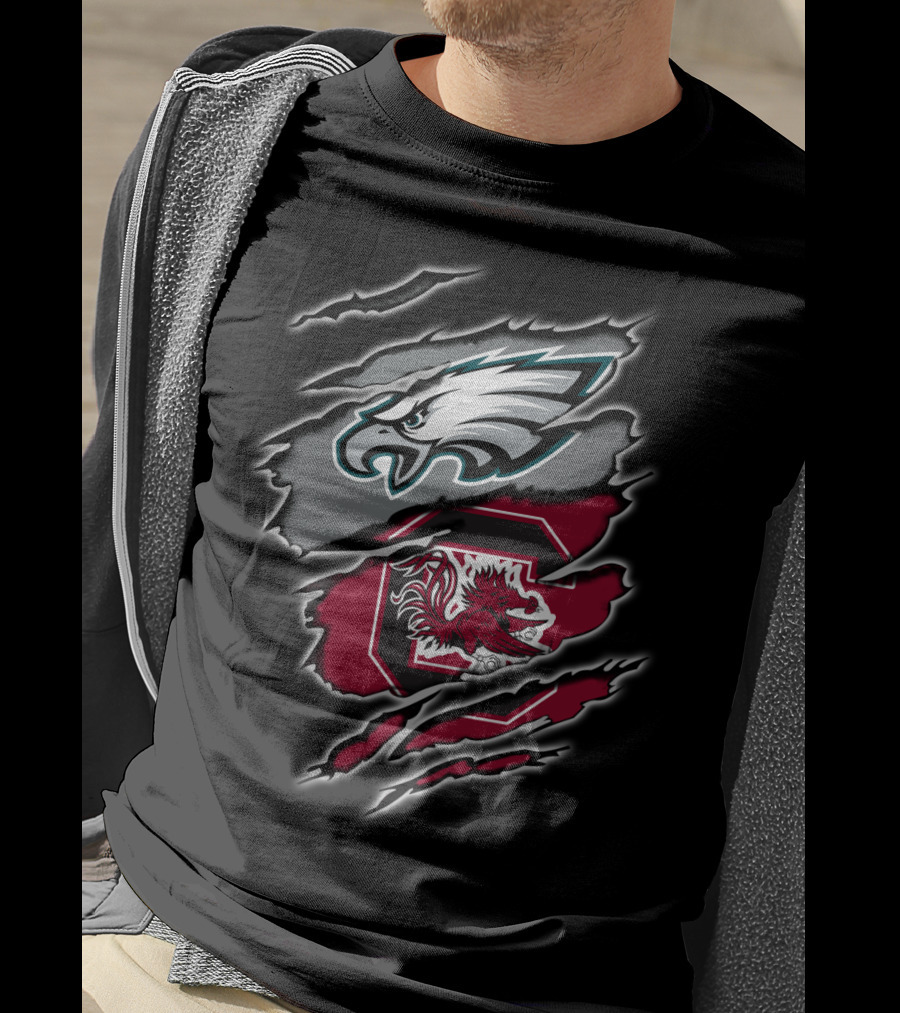 Philadelphia Eagles South Carolina Gamecocks Logo Blend T-Shirt