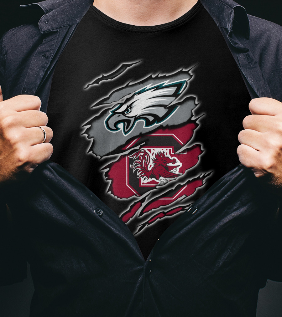 Philadelphia Eagles South Carolina Gamecocks Logo Blend T-Shirt
