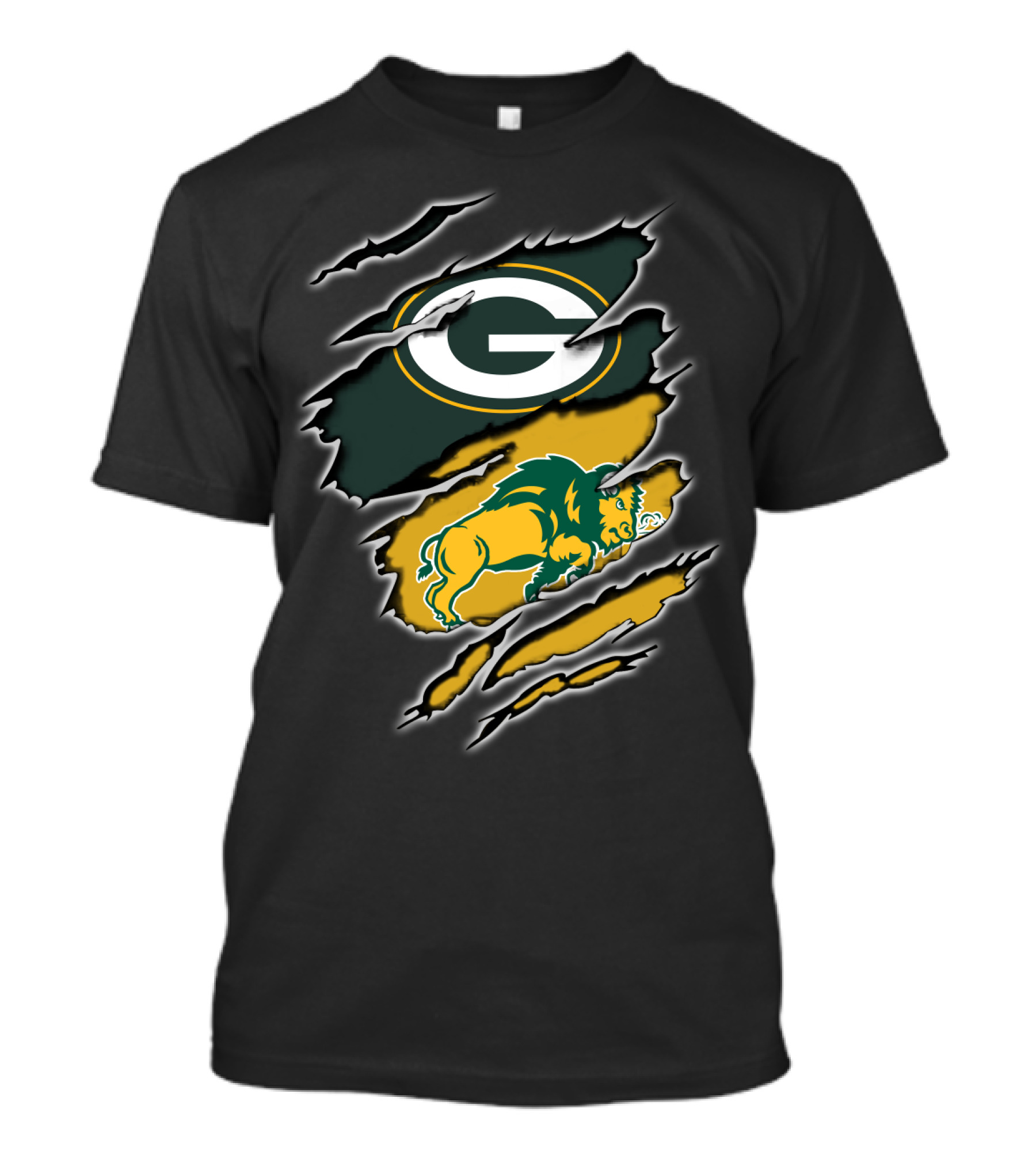 Green Bay Packers North Dakota State Bison Logo Mashup T-Shirt