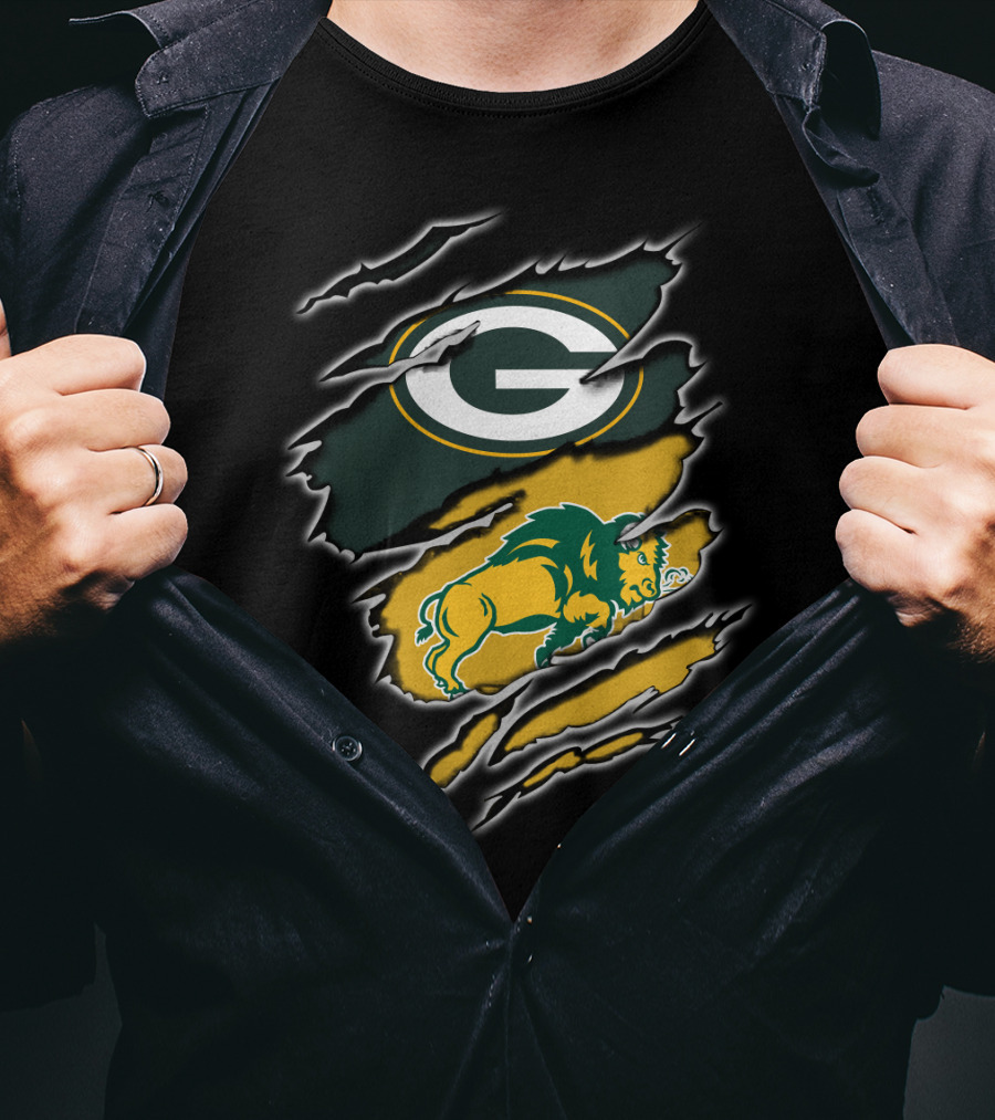 Green Bay Packers North Dakota State Bison Logo Mashup T-Shirt