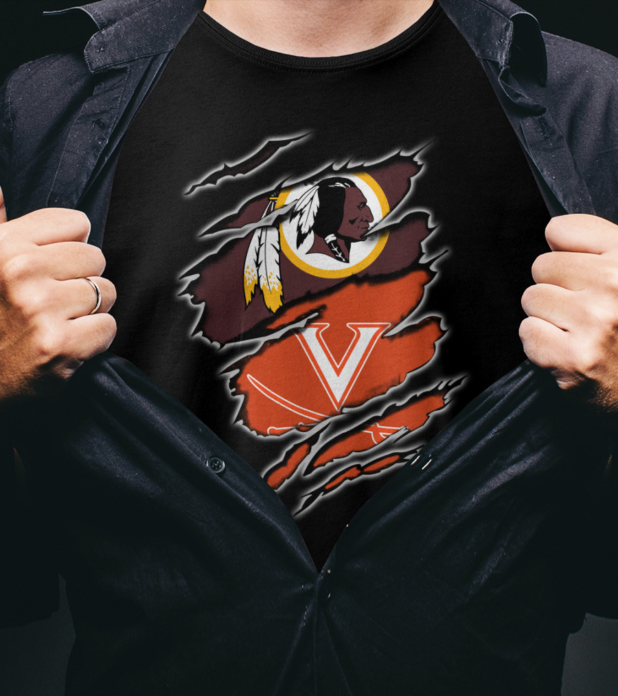 Washington Redskins Virginia Cavaliers Logo Mashup T-Shirt