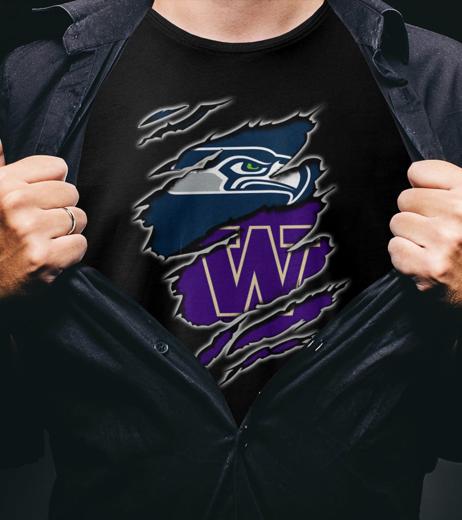 Seahawks Washington Huskies Logo Claw Tear T-Shirt