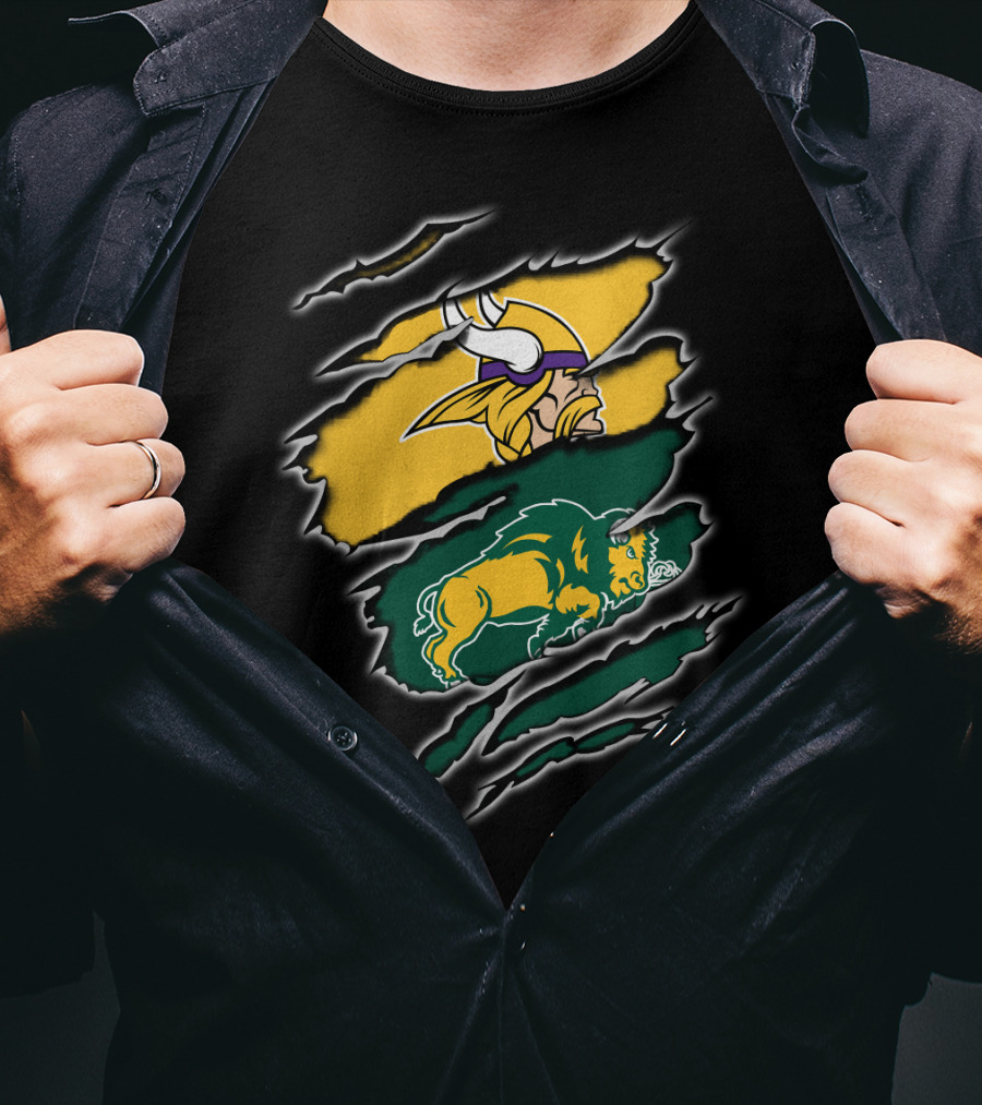 Minnesota Vikings North Dakota State Bison Claw Marks Mashup T-Shirt