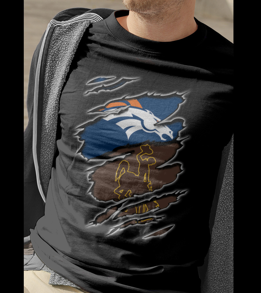 Broncos Wyoming Horse And Cowboy Iconic Symbol Collaboration T-Shirt