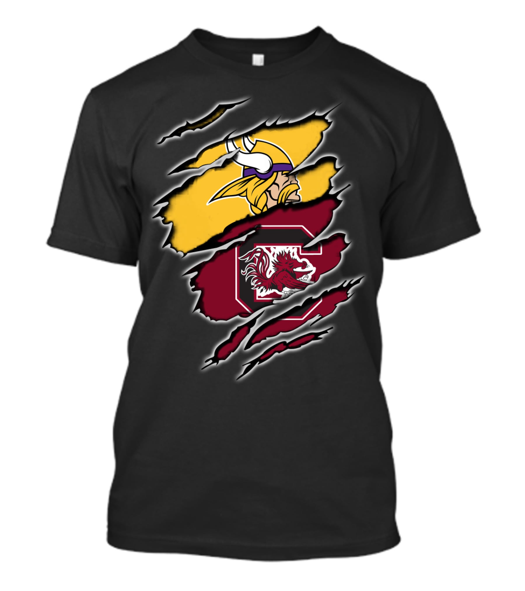 Minnesota Vikings South Carolina Gamecocks Scratched Logo Fusion T-Shirt