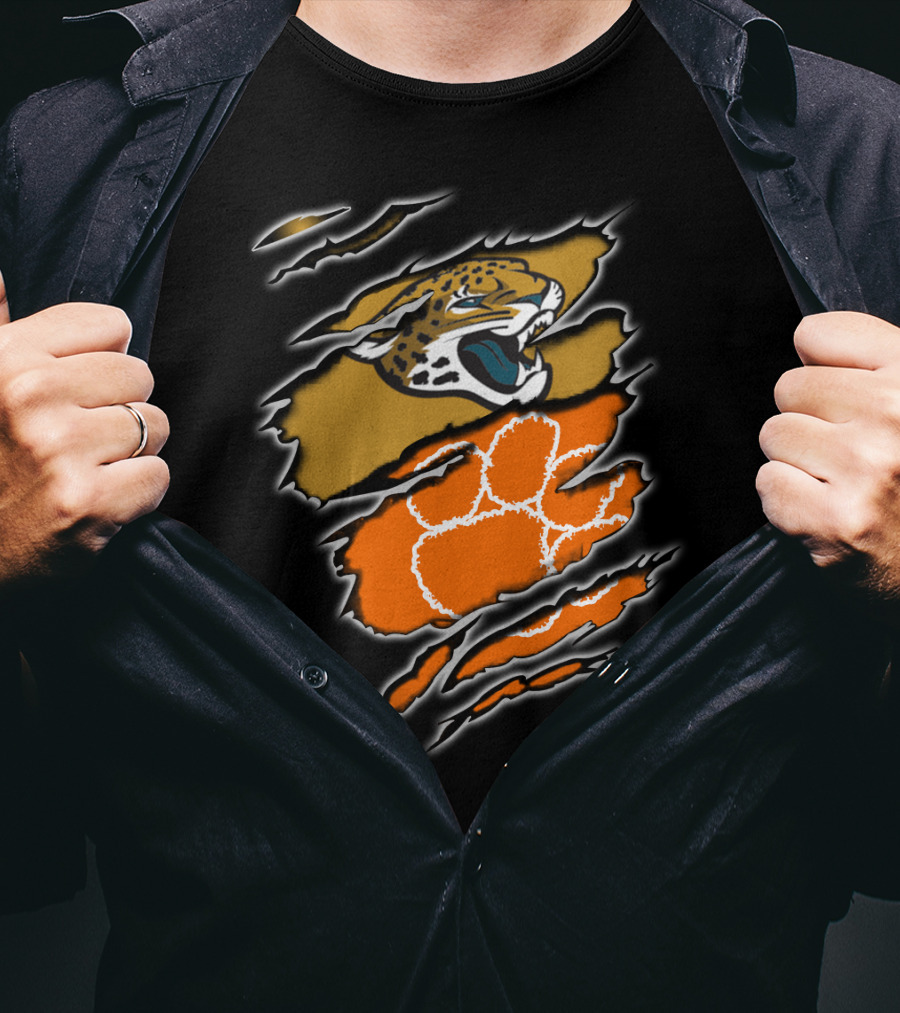 Jaguars Clemson Roaring Feline With Tiger Paw Claw Marks T-Shirt