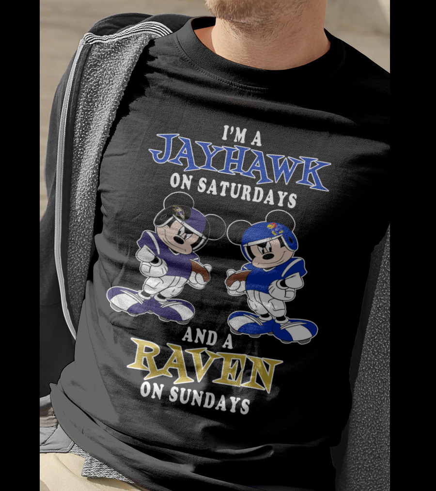 I'm A Jayhawk On Saturdays And A Raven On Sundays T-Shirt
