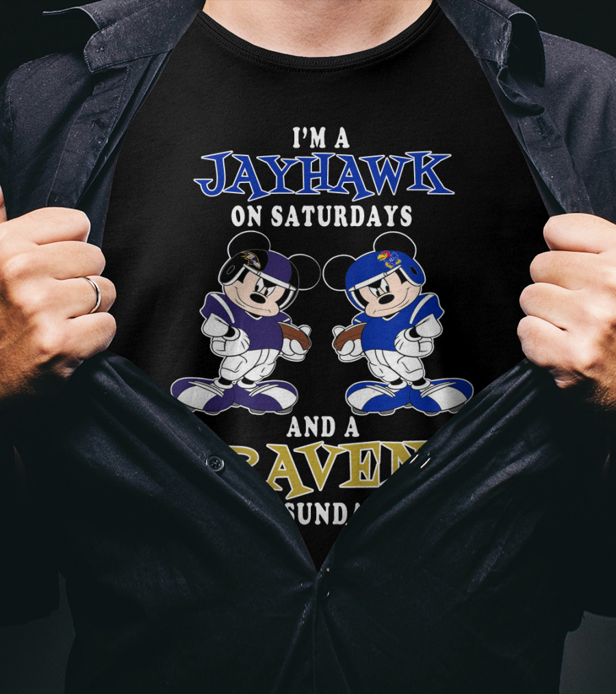 I'm A Jayhawk On Saturdays And A Raven On Sundays T-Shirt