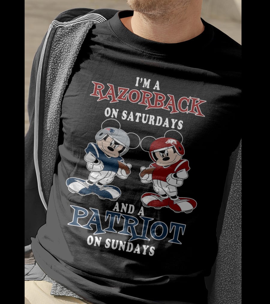 I'm A Razorback On Saturdays And A Patriot On Sundays Mickey T-Shirt