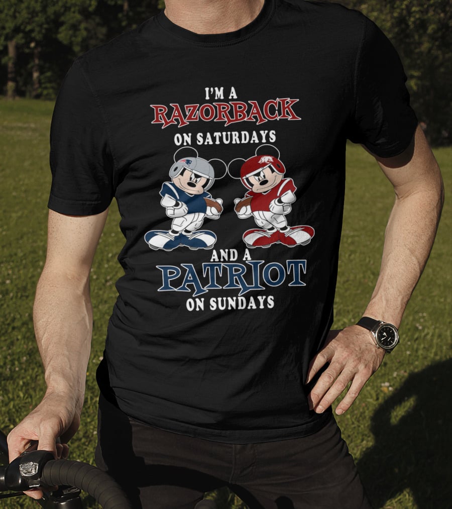I'm A Razorback On Saturdays And A Patriot On Sundays Mickey T-Shirt
