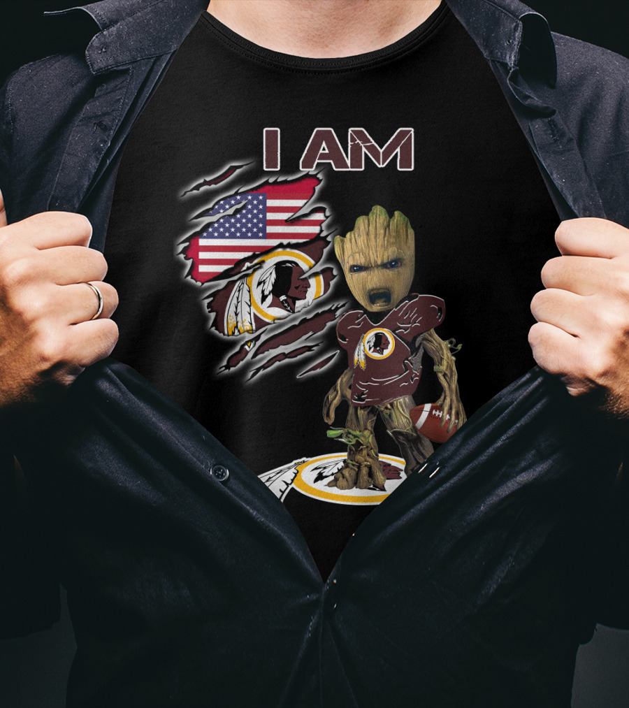 I Am Groot Washington Football Team Fan Usa Flag T-Shirt