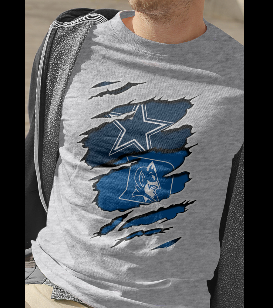 Dallas Cowboys Star Duke Blue Devils Tear T-Shirt