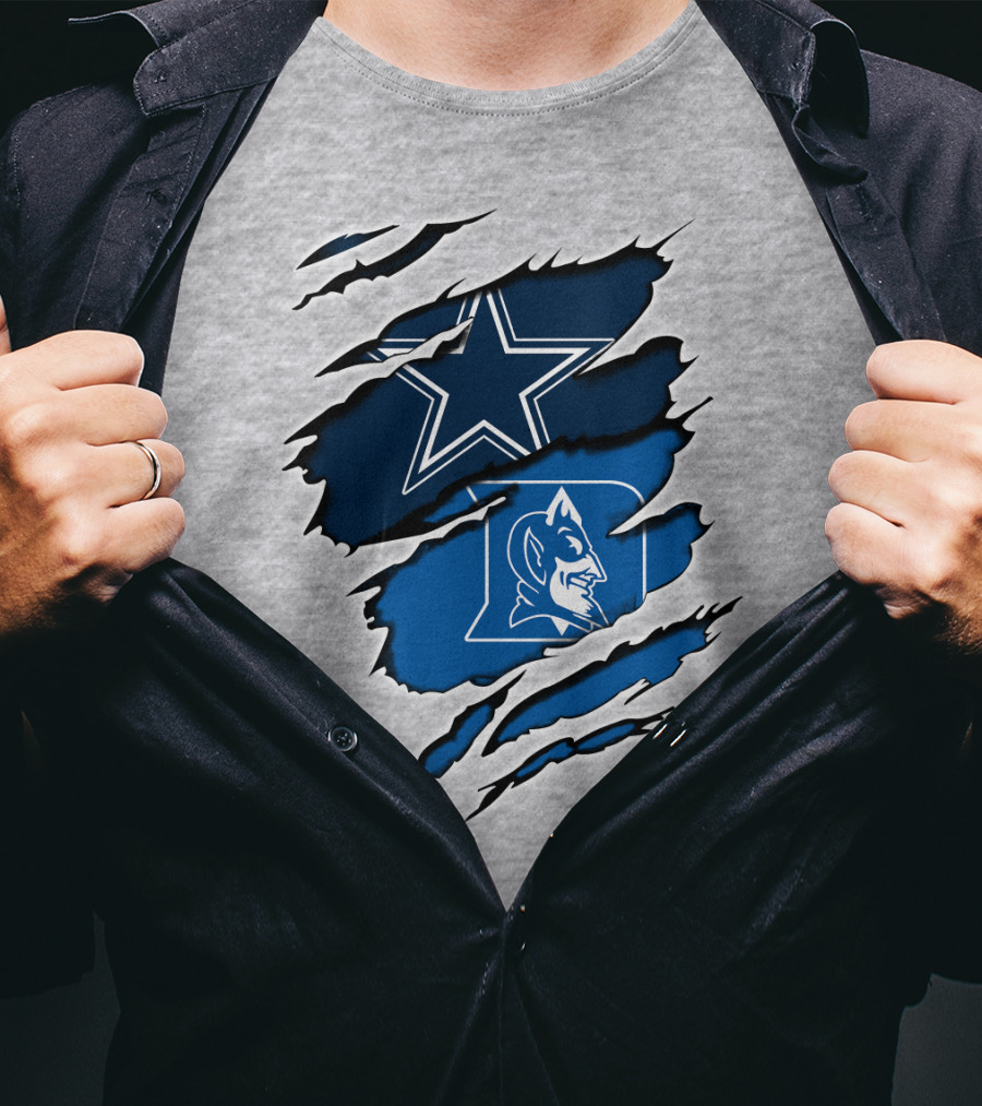 Dallas Cowboys Star Duke Blue Devils Tear T-Shirt
