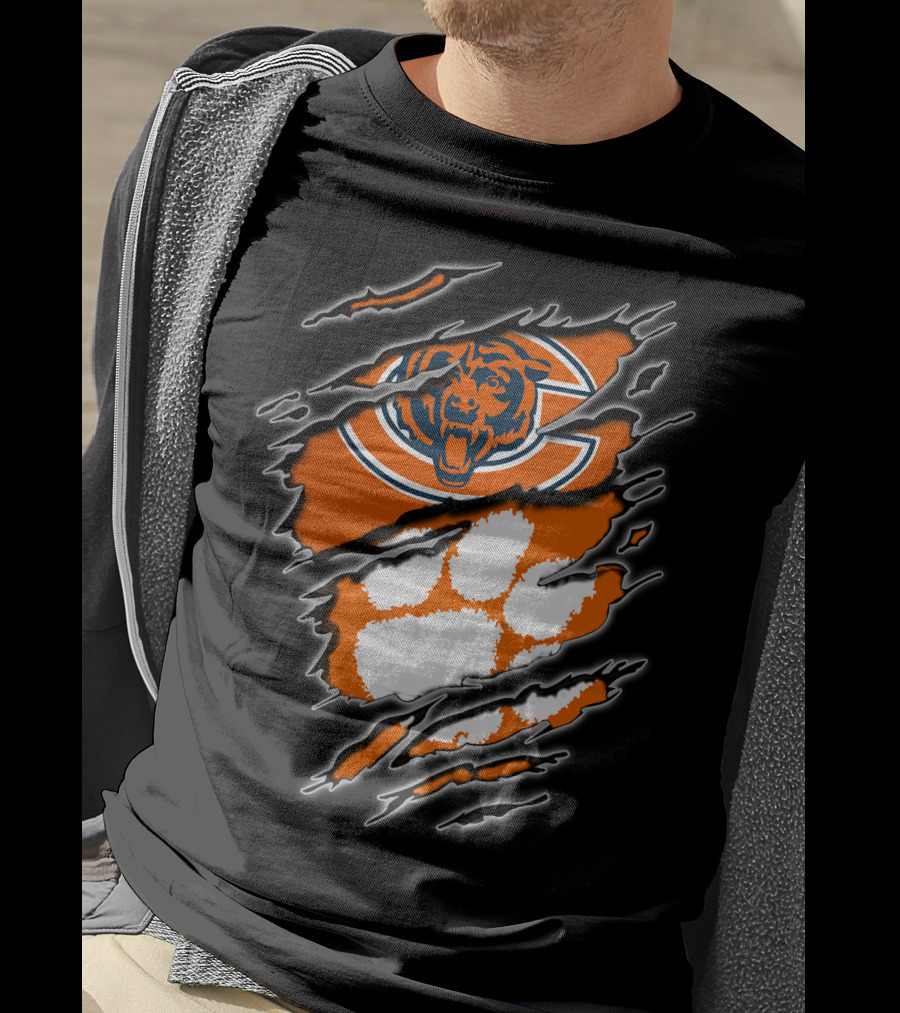 Chicago Bears Clemson Tigers Paw Logo Mashup T-Shirt
