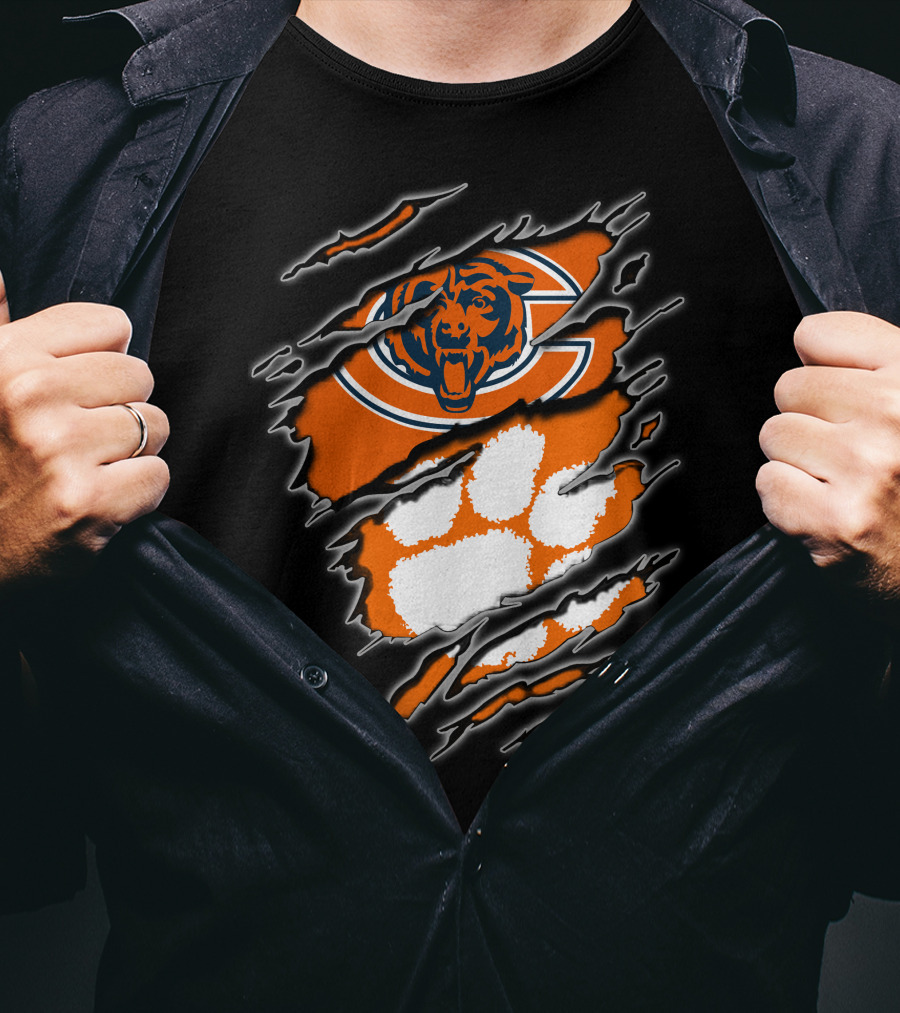 Chicago Bears Clemson Tigers Paw Logo Mashup T-Shirt