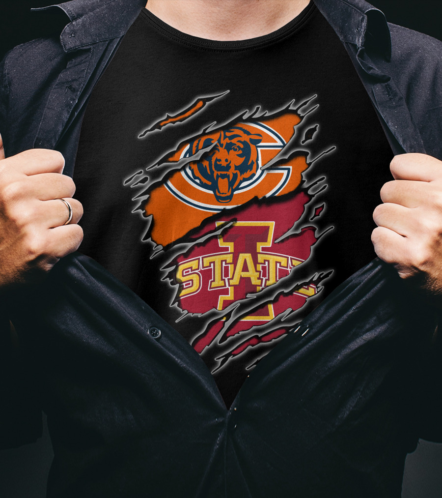 Chicago Bears Iowa State Cyclones Claw Rip T-Shirt