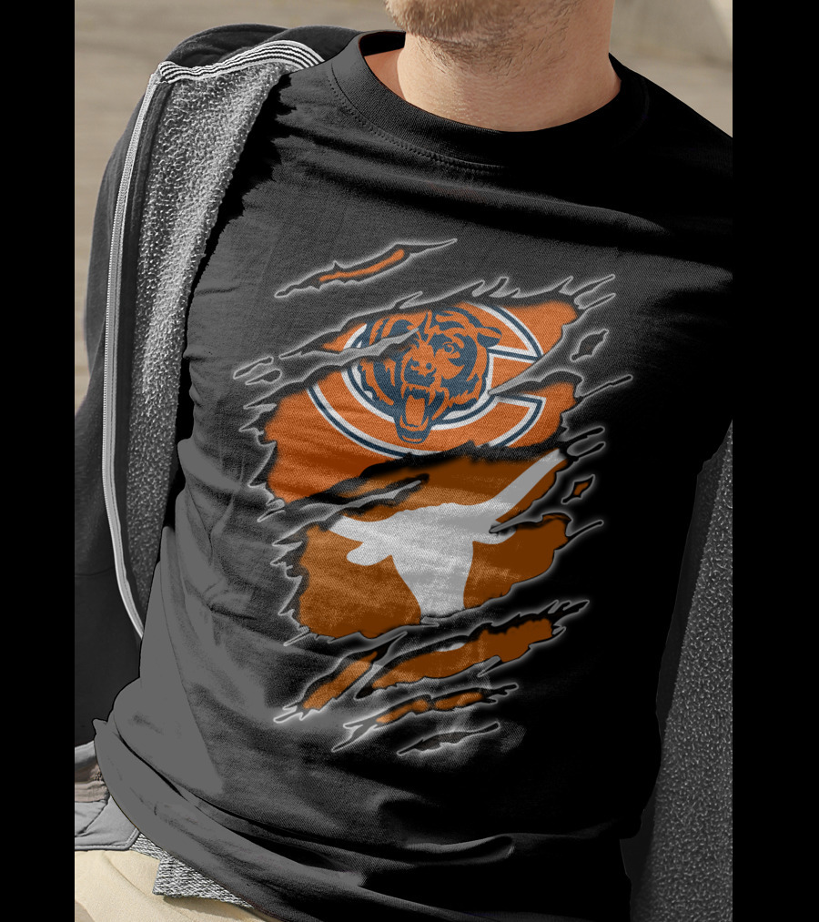 Bears Longhorns Chicago Texas Football Crossover T-Shirt