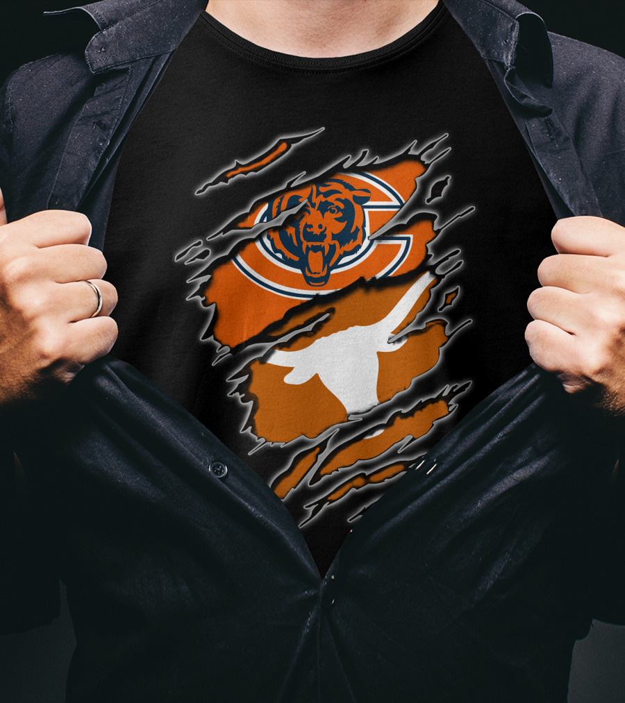Bears Longhorns Chicago Texas Football Crossover T-Shirt
