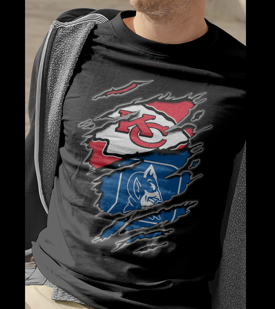 Kansas City Chiefs And Duke Blue Devils Logo Fusion T-Shirt
