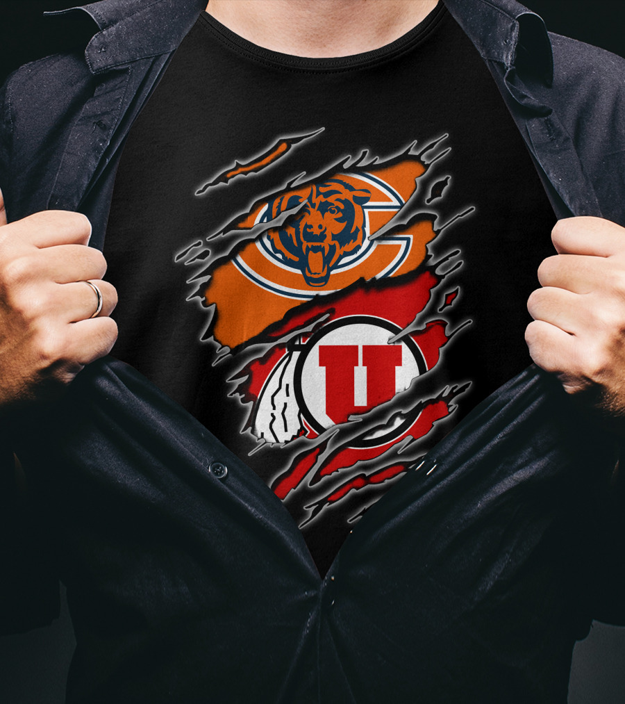 Chicago Bears Utah Utes Claw Marks T-Shirt
