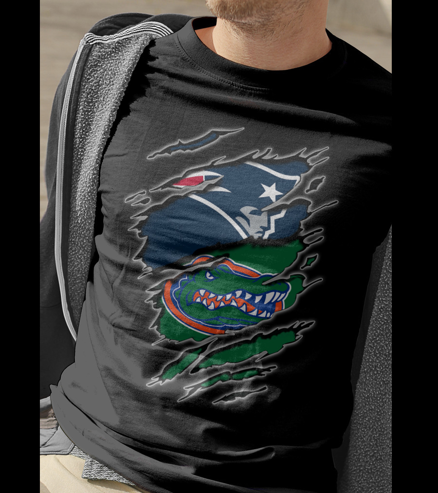 Patriots Gators Logo Crossover Featuring Iconic Team T-Shirt