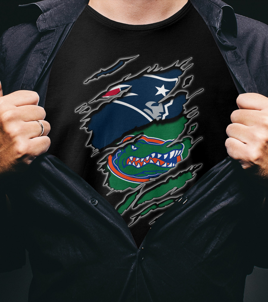 Patriots Gators Logo Crossover Featuring Iconic Team T-Shirt